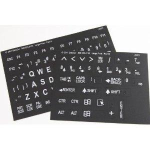 Large Print English Non-Transparent Keyboard Stickers Labels Overlays (Lexan polycarbonate, 3M adhesive) for the Visually Impaired (Non Transparent - Black with White Letters) - LeoForward Australia