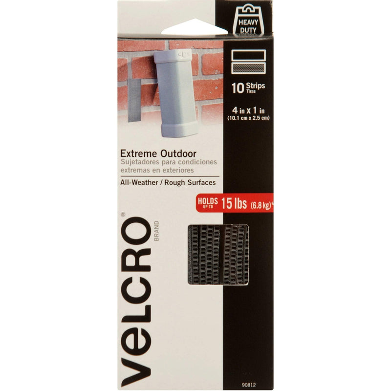  [AUSTRALIA] - VELCRO Brand Outdoor Heavy Duty Strips | 4 x 1 Inch Pk of 10 | Holds 15 lbs | Titanium Extreme Hook and Loop Tape Industrial Strength Adhesive | Weather Resistance for Rough Surfaces (90812) 4in x 1in (10Pk)