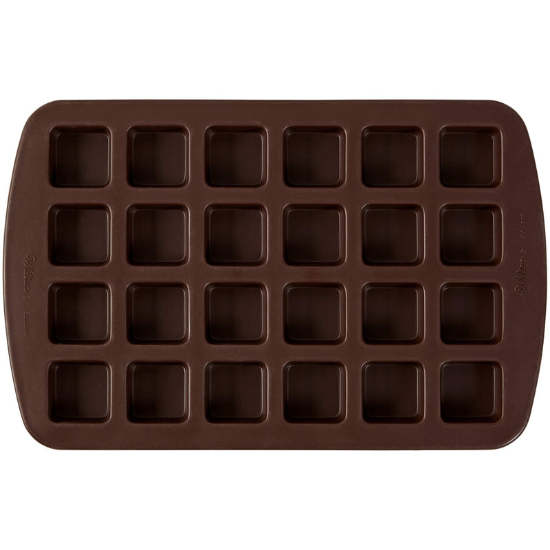  [AUSTRALIA] - Wilton Bite-Size Brownie Squares Silicone Mold, 24-Cavity MINI Brown