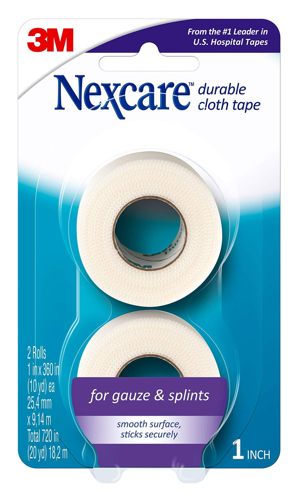 Nexcare Durable Cloth First Aid Tape, Tears Easily, For Securing Splints and Bulky Dressings, 2 Rolls 1 Inch - LeoForward Australia