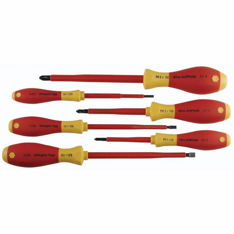  [AUSTRALIA] - Wiha 32092 Slotted And Phillips Insulated Screwdriver Set, 1000 Volt, 6 Piece