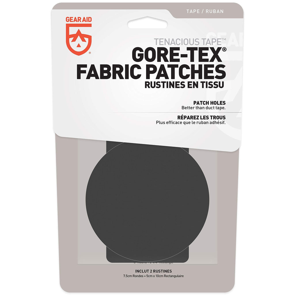  [AUSTRALIA] - GEAR AID Tenacious Tape Gore-TEX Fabric Patches for Jacket Repair, Black, Round and Rectangle 1 Pack