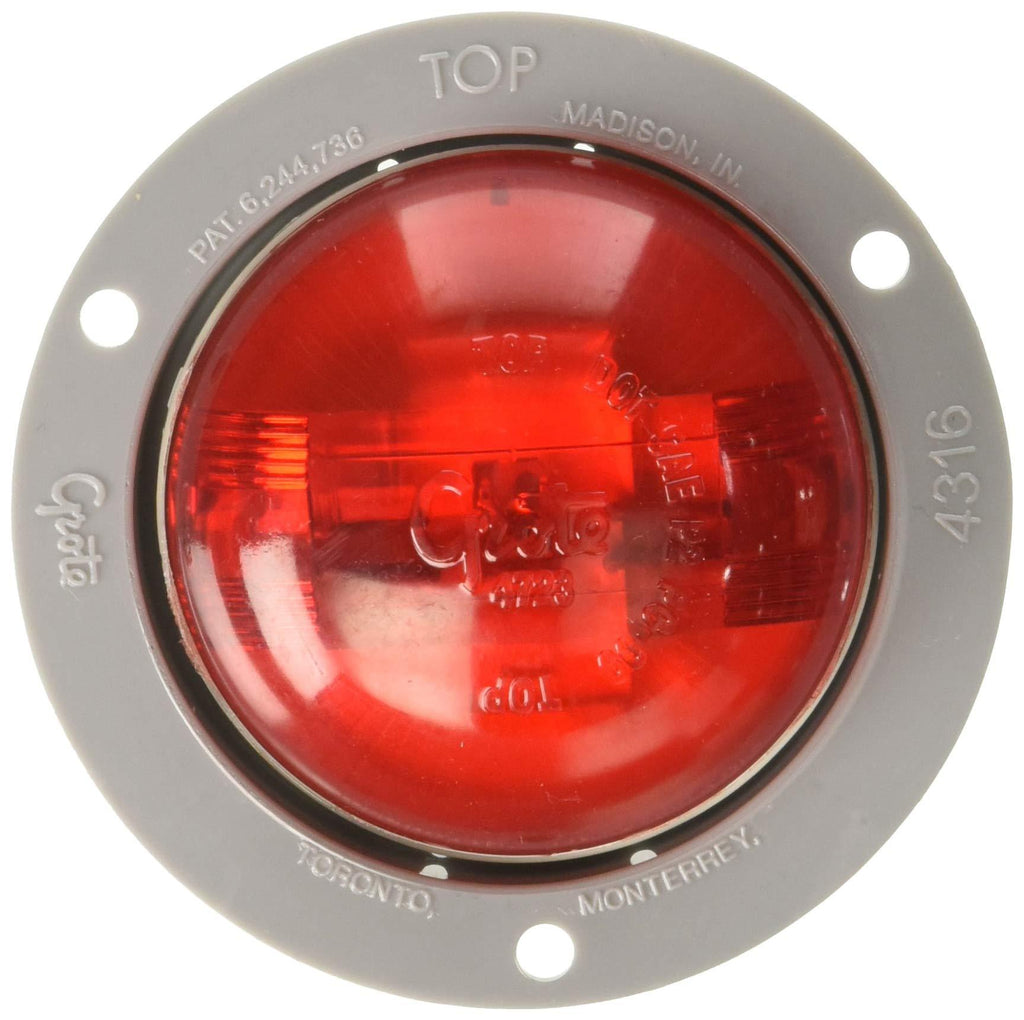  [AUSTRALIA] - Grote 47372 Red SuperNova 2 1/2" PC Rated (LED Clearance Marker Light, Gray Theft-Resistant Flange)