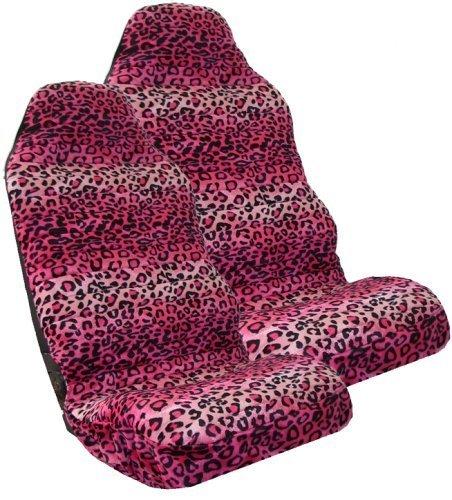  [AUSTRALIA] - Safari Pink Leopard Print Car High Back Seat Covers - One Pair