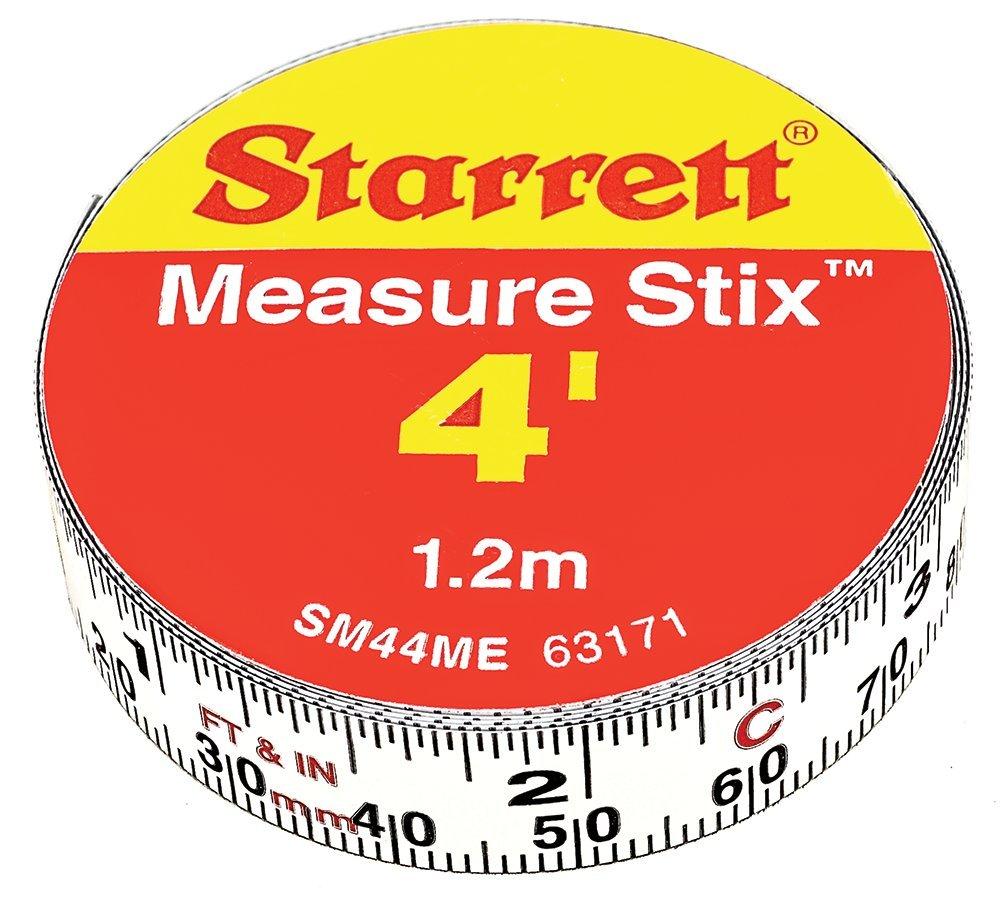 Starrett Measure Stix, SM44ME - Steel Measuring Tape Tool, 1/2” x 4’ with Permanent Adhesive Backing, Mount to Work Bench, Saw Table, Drafting Tables and More, Cut Down to Needed Size White - LeoForward Australia