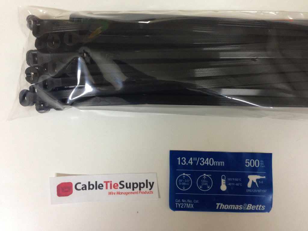  [AUSTRALIA] - Thomas & Betts TY527MX Cable Tie 120lb 13" Ultraviolet Resistant Black Nylon with Stainless Steel Locking Device Distributor Pack (50 Pack)