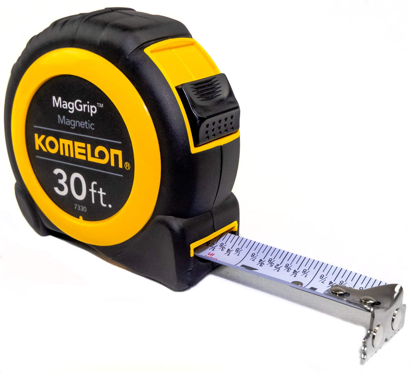  [AUSTRALIA] - Komelon 7330; 30' x 1" Magnetic Neo MagGrip Tape Measure, Yellow/Black, 30-Feet