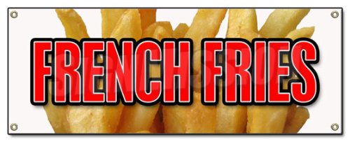  [AUSTRALIA] - French Fries Banner 18" X 48" Heavy Duty 13 Oz Vinyl Banners with Grommets Single Sided