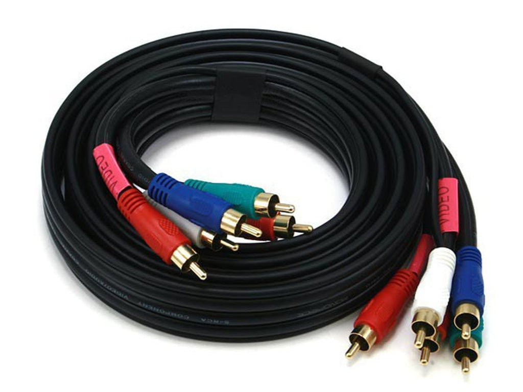 Monoprice - 100320 22AWG 5-RCA Component Video/Audio Coaxial Cable, 6ft Black - LeoForward Australia