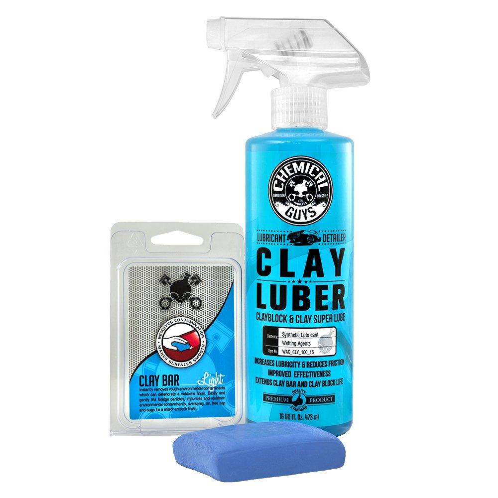  [AUSTRALIA] - Chemical Guys CLY_109 Light Duty Clay Bar and Luber Synthetic Lubricant Kit (16 oz) (2 Items) Clay Bar Light w/ Luber Blue