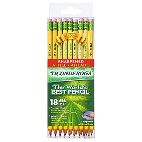  [AUSTRALIA] - TICONDEROGA Pencils, Wood-Cased, Pre-Sharpened, #2 HB Soft, Yellow, 18 Count (X13818)