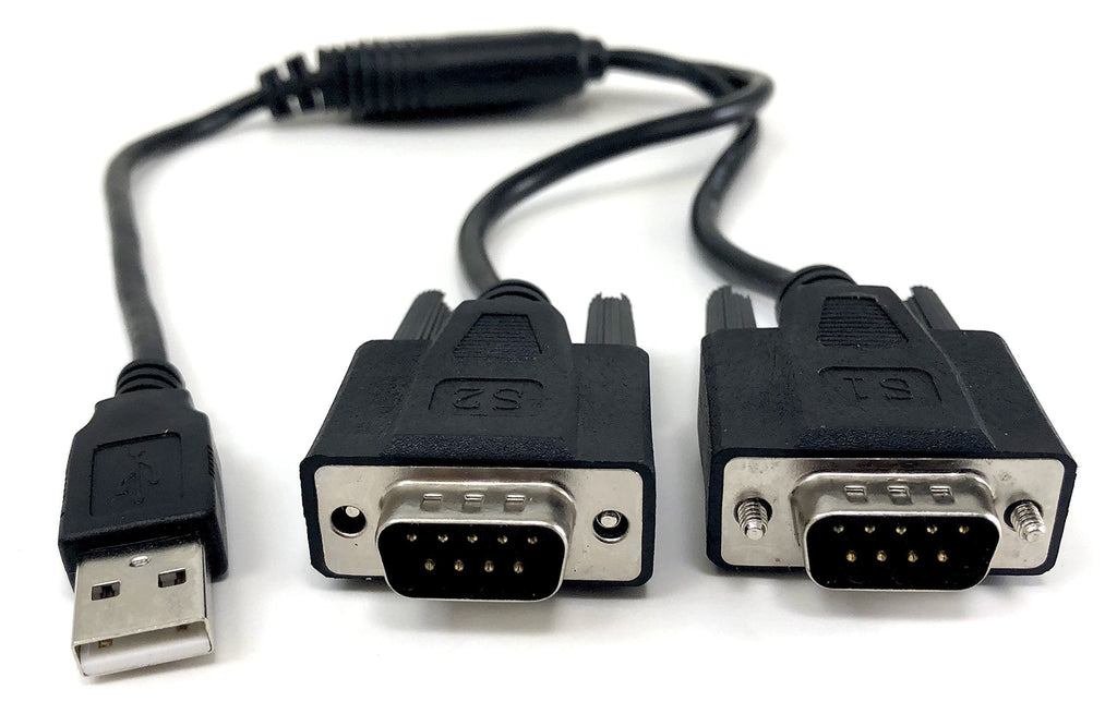 Micro Connectors, Inc. Plug and Play USB to Dual Serial DB9 Adapter Windows 10 / Win 8/ 7/ XP/ Vista / Mac (E07-162) 1 ft USB 2.0 (A-M to Dual Serial DB9-M) Black - LeoForward Australia