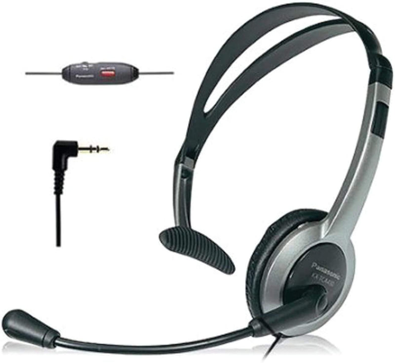  [AUSTRALIA] - Panasonic KX-TCA430 Comfort-Fit, Foldable Headset with Flexible Noise-Cancelling Microphone and Volume Control, Regular, Grey/Silver