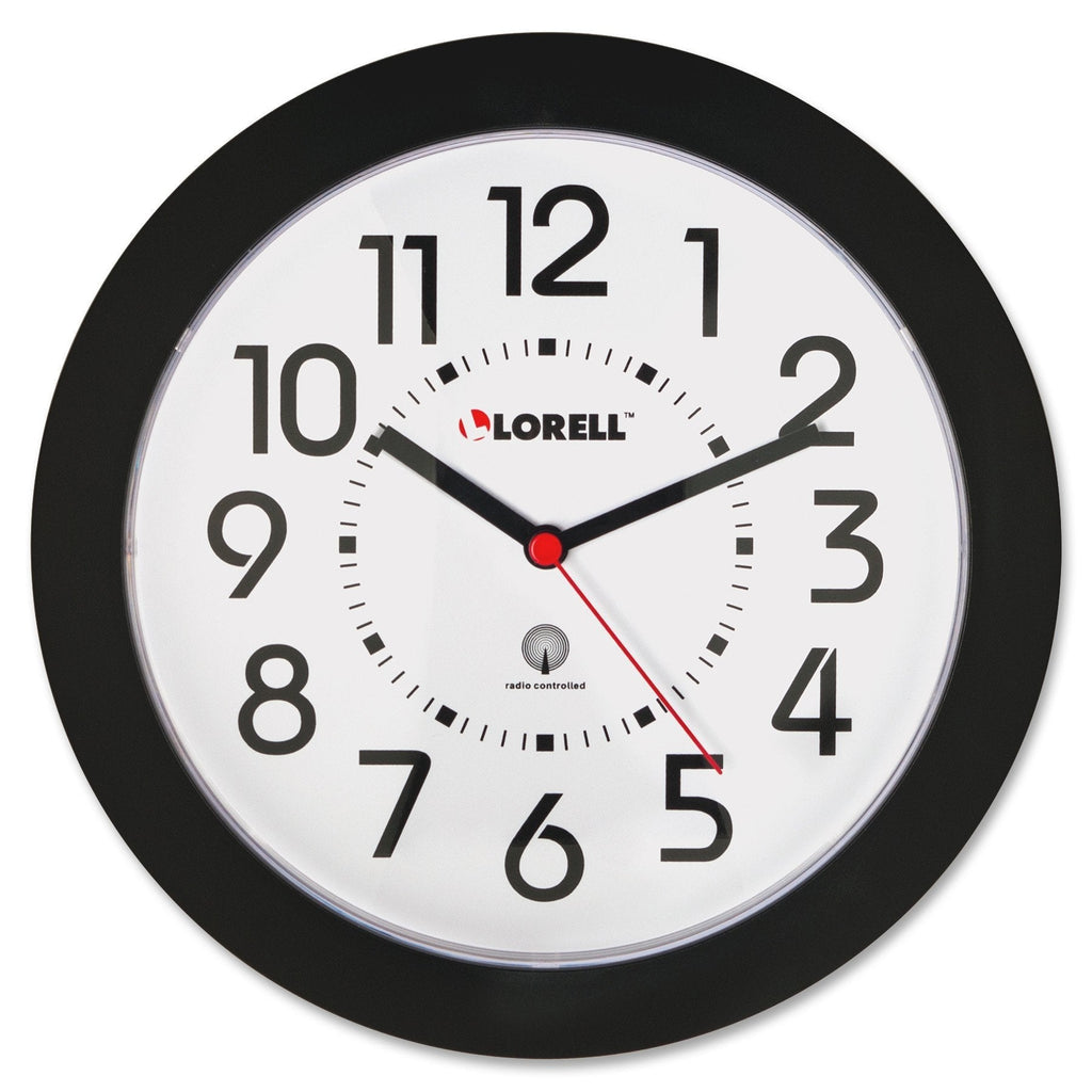 Lorell 60990 Wall Clock, 9 in., Arabic Numerals, White Dial/Black Frame - LeoForward Australia