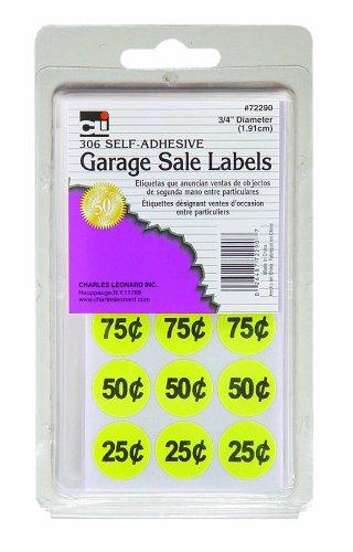 Charles Leonard Garage Sale Price Labels, Blank and Pre Priced Round Self Adhesive Stickers, 3/4 Inch Diameter, Yellow, 306/Box (72290) - LeoForward Australia