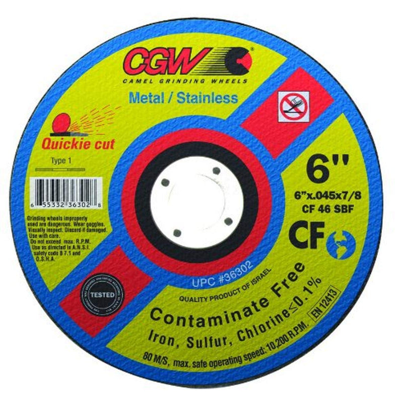  [AUSTRALIA] - CGW 45003 4-1/2" Type 27 Quickie Cut Contaminate Free Cut-Off Wheel White Premium Aluminum Oxide 60 Grit