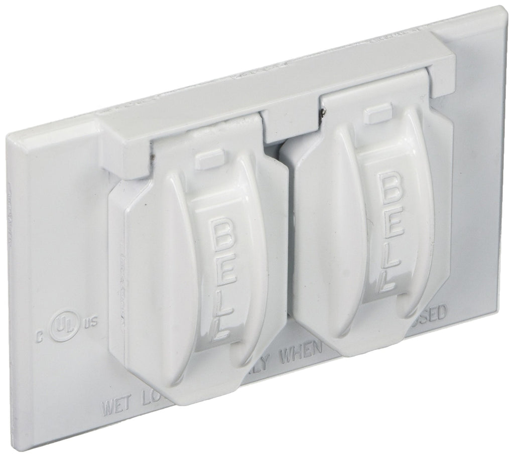  [AUSTRALIA] - Hubbell-Raco 5180-1 2-Hole Weatherproof Device Cover, 4-9/16 in L X 2-13/16 in W X 1 in T, White