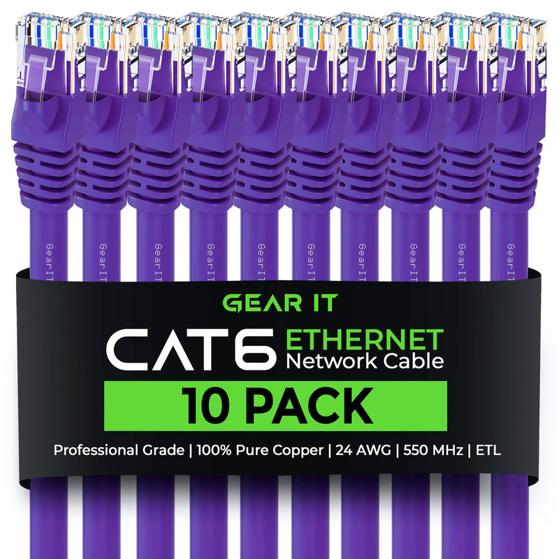  [AUSTRALIA] - GearIT Cat 6 Ethernet Cable 3 ft (10-Pack) - Cat6 Patch Cable, Cat 6 Patch Cable, Cat6 Cable, Cat 6 Cable, Cat6 Ethernet Cable, Network Cable, Internet Cable - Purple 3 Feet