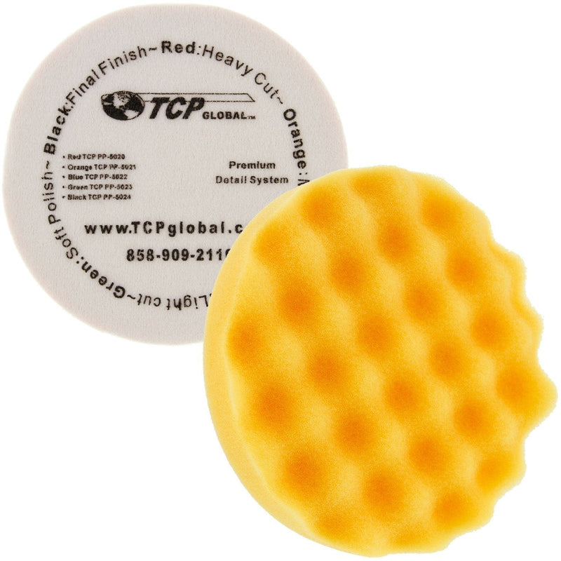  [AUSTRALIA] - TCP Global 8" Orange Waffle Foam Buff Grip Pad Coarse Cutting Polish - Standard Grade Cutting Pad