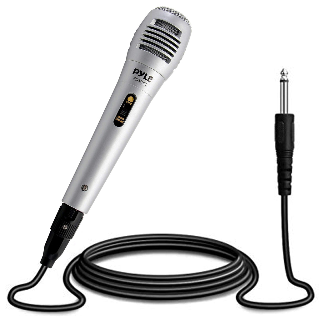  [AUSTRALIA] - Pyle Wired Dynamic Microphone - Professional Moving Coil Unidirectional Handheld Mic with Built-in Acoustic Pop Filter, Rugged Construction, Steel Mesh Grill, 6.5 ft XLR Audio Cable Wire - PDMIK1