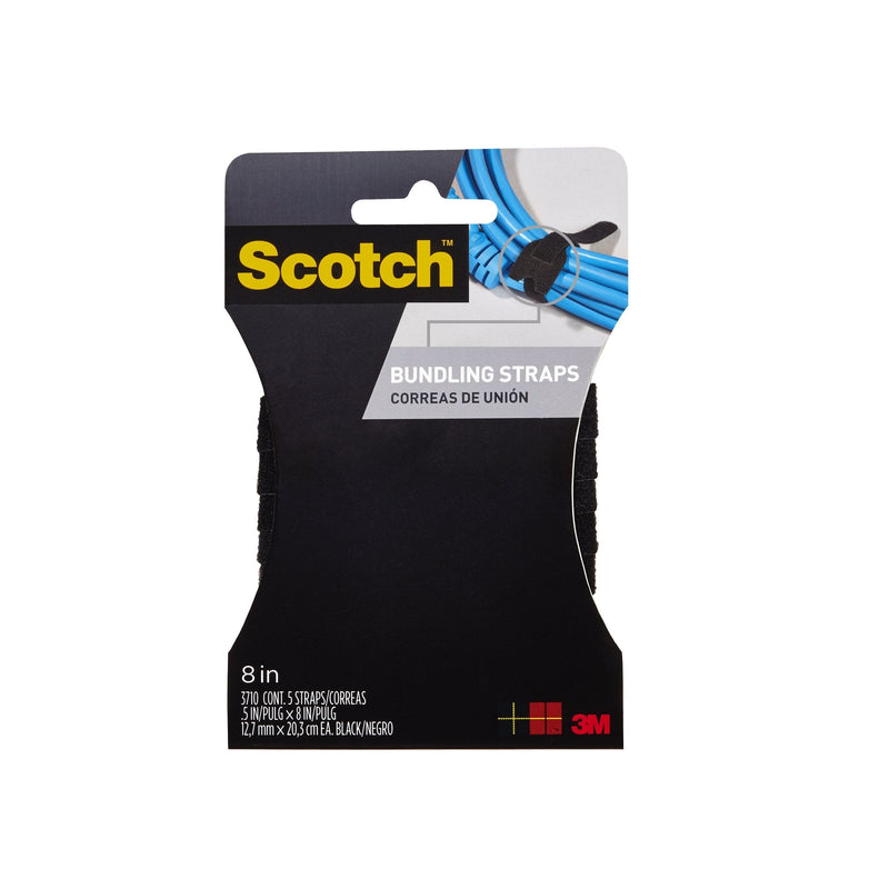  [AUSTRALIA] - Scotch RF8010CH-C Cord Organizer Straps, Black, 8In, Pack of 6, Black