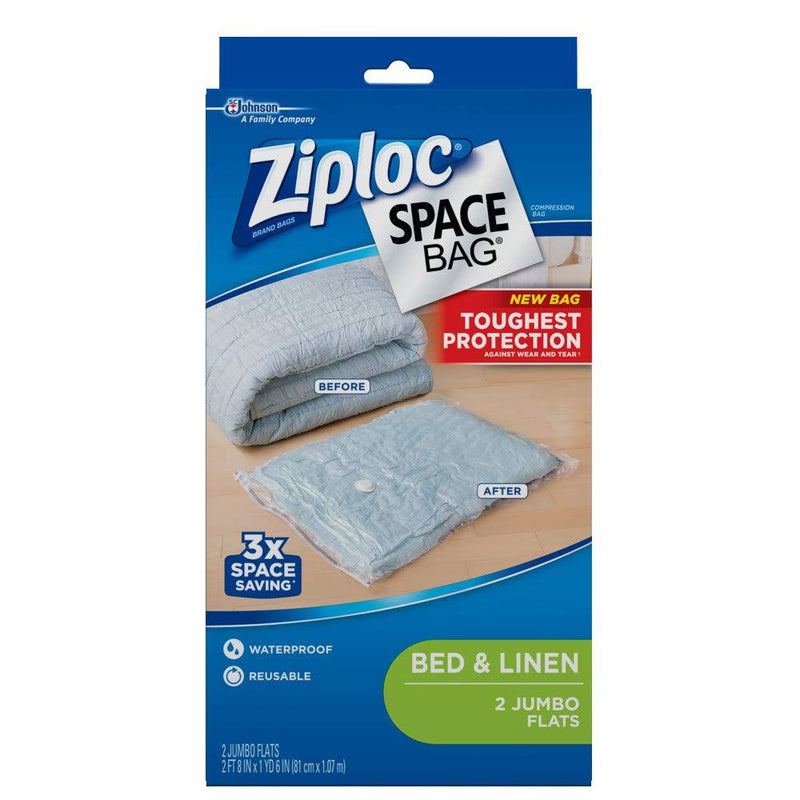  [AUSTRALIA] - Ziploc Reusable Clothes Storage Bags, 2 Jumbo Vacuum Seal Storage Bags, Space Bags
