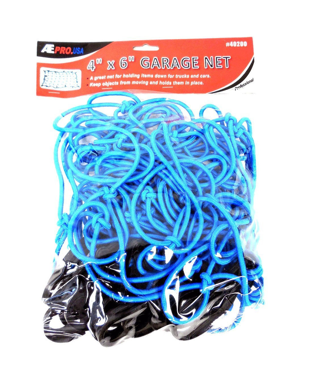  [AUSTRALIA] - Blue Color Cargo Net with 16 Durable Nylon Hooks - X Large 48" x 72"- Stretches to Approximately 80" x 108" by ATE Pro. USA. Universal Automotive Pick Up Truck Sport Car Outdoor Cycling Accessories Bu