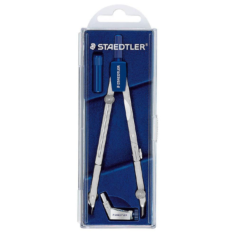 Staedtler Mars Basic 554 T01 554 Precision Compass with Extender in Case with Hinged Lid Silver - LeoForward Australia