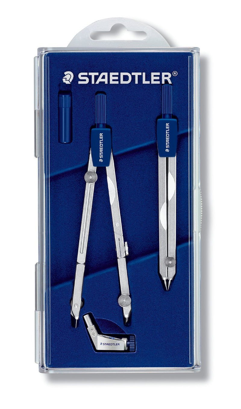 Staedtler Mars Basic 554 T11 554 Precision Compass With Dividers In Case With Hinged Lid Silver - LeoForward Australia
