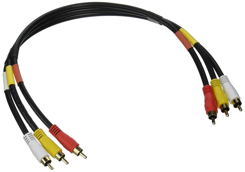 Monoprice Video Cable - 1.5 Feet - Black | Triple RCA Stereo Video Dubbing Composite Cable, Gold Plated Connectors - LeoForward Australia