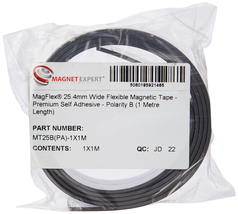 [AUSTRALIA] - Magnet Expert 25.4mm Wide [1.00"] Flexible Magnetic Tape, Premium Self Adhesive, Polarity B, 1M [39"] Length