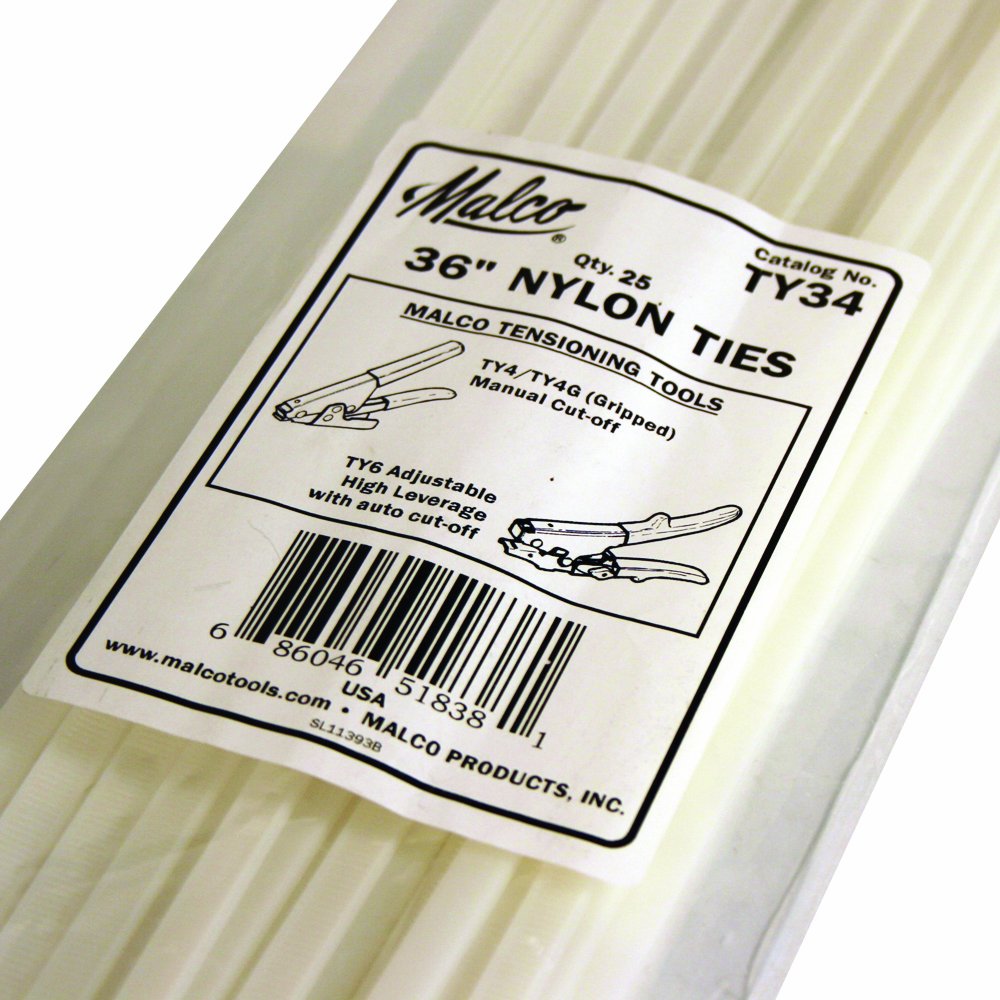  [AUSTRALIA] - Malco TY34 36 in. Nylon Ties for Flex Duct Installations, 25-Pack, Multi, 25 Pack