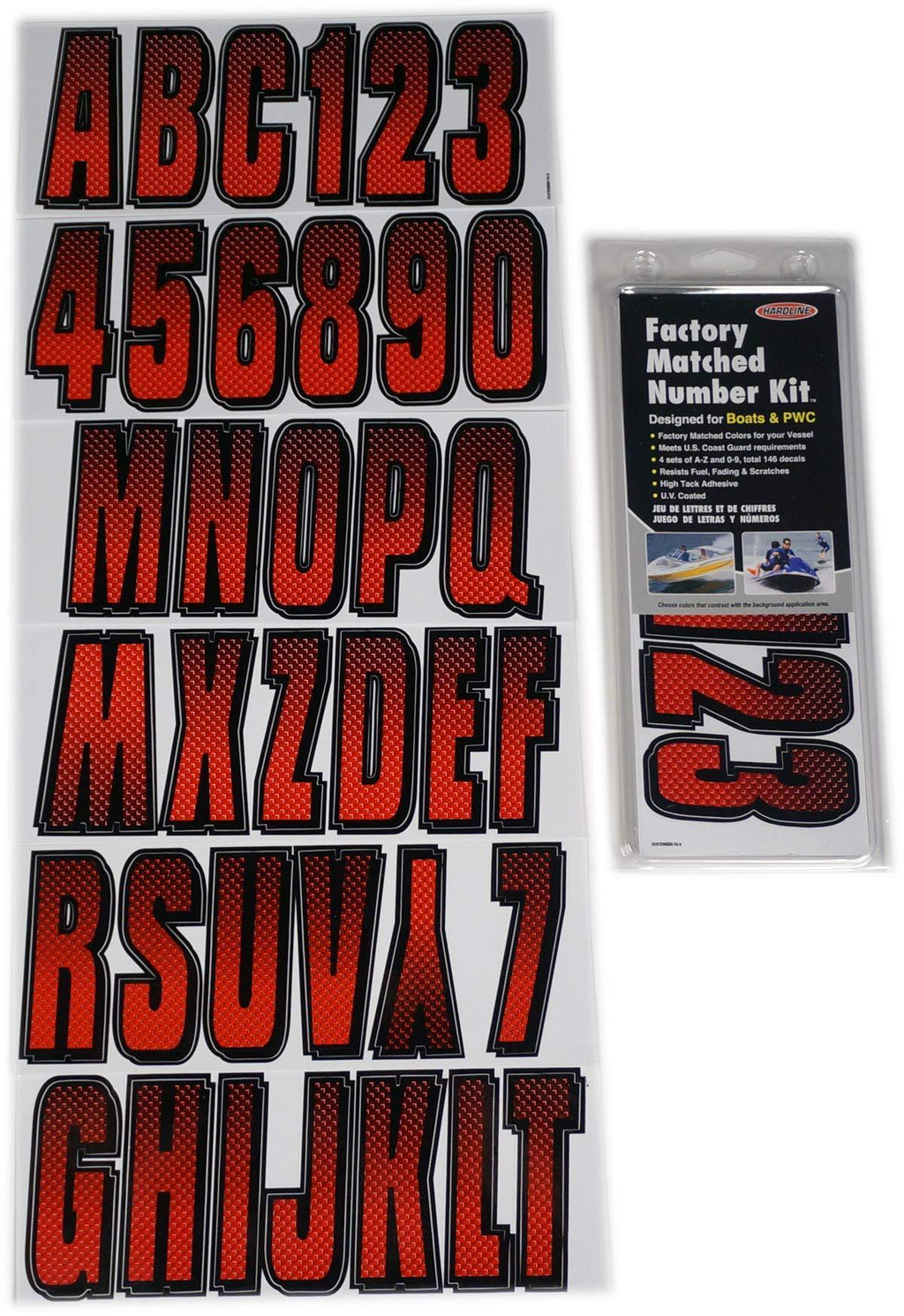  [AUSTRALIA] - Hardline Products Series 300 Factory Matched 3-Inch Boat & PWC Registration Number Kit, Red/Black