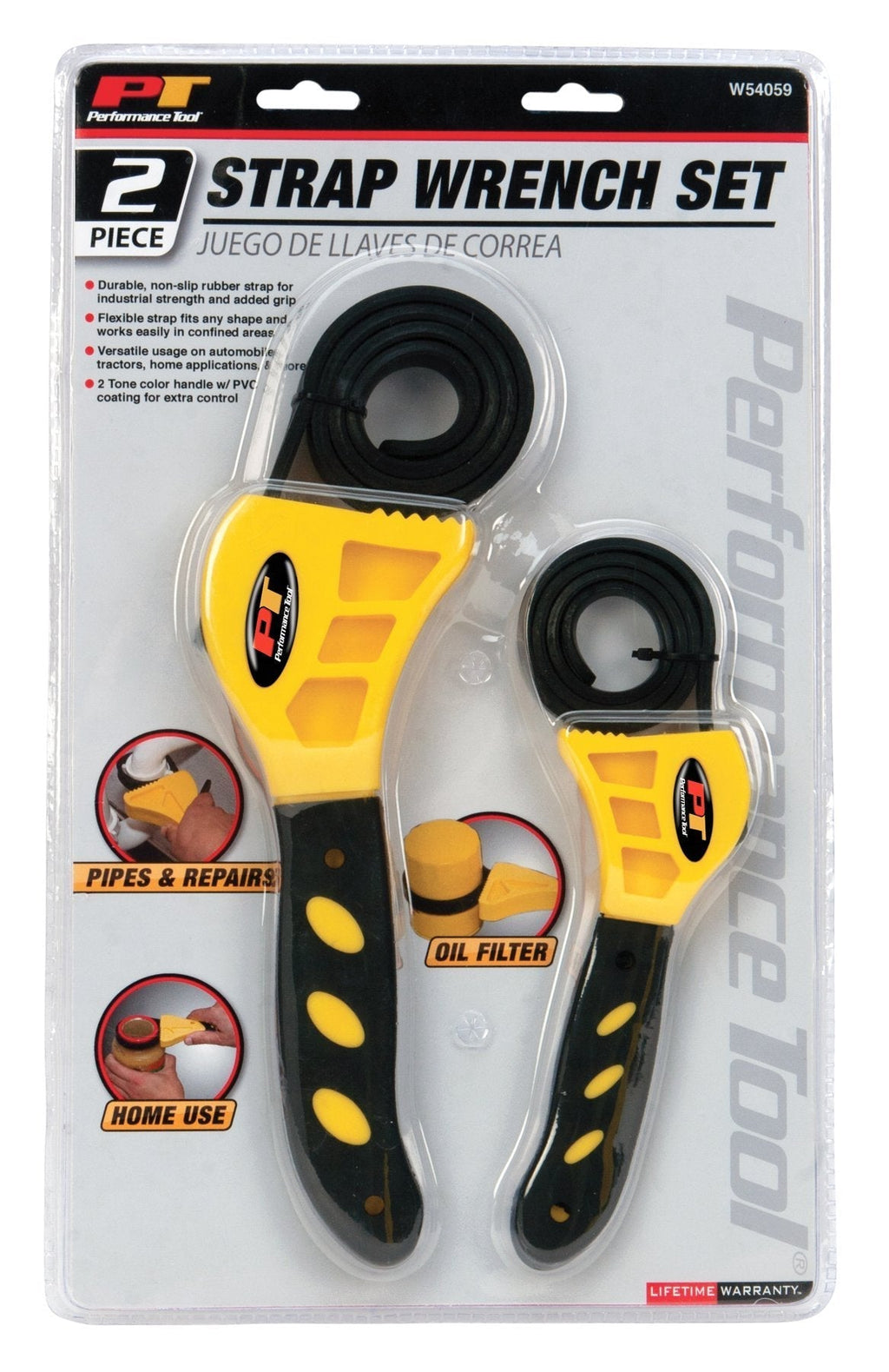  [AUSTRALIA] - Performance Tool W54059 3/8" to 6-1/2"  2-Piece Strap Wrench Set