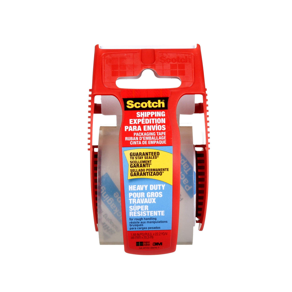  [AUSTRALIA] - Scotch Heavy Duty Shipping Packaging Tape, 1 Roll with Dispenser, 1.88" x 22.2 Yards, 1.5" Core, Great for Packing, Shipping & Moving, Clear (142)