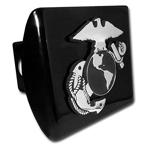  [AUSTRALIA] - Elektroplate United States US Marine Corps USMC Black with Chrome EGA Emblem Metal Trailer Hitch Cover Fits 2 Inch Auto Car Truck Receiver