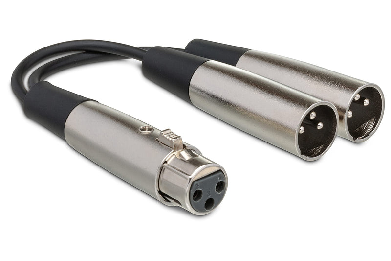  [AUSTRALIA] - Hosa YXM-101.5 XLR3F to Dual XLR3M Y Cable, 1.5 Feet 18 Inch