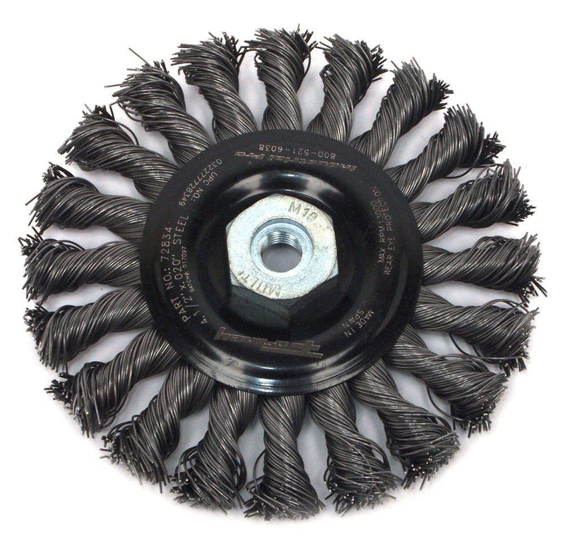  [AUSTRALIA] - Forney 72834 Wire Wheel Brush, Industrial Pro Twist Knot with M10-by-1.50/1.25 Multi Arbor, 4-1/2-Inch-by-.020-Inch