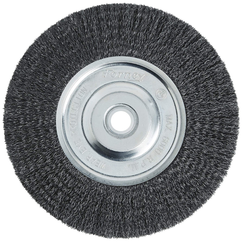  [AUSTRALIA] - Forney 72747 Wire Bench Wheel Brush, Fine Crimped with 1/2-Inch and 5/8-Inch Arbor, 6-Inch-by-.008-Inch