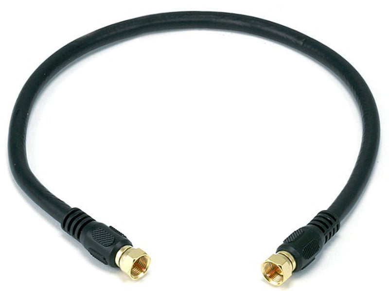 Monoprice RG6 Quad Shield CL2 Coaxial Cable with F Type Connector Black 1.5Ft - LeoForward Australia