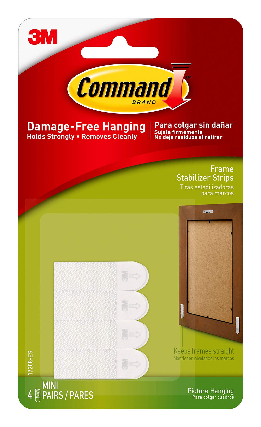  [AUSTRALIA] - Command Frame Stabilizer Strips, Indoor Use, 4 pairs (8 strips) (17208-ES), White