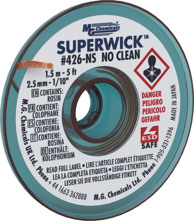  [AUSTRALIA] - MG Chemicals #4 No Clean Super Wick Desoldering Braid, 0.1" Width x 5' Length, Blue
