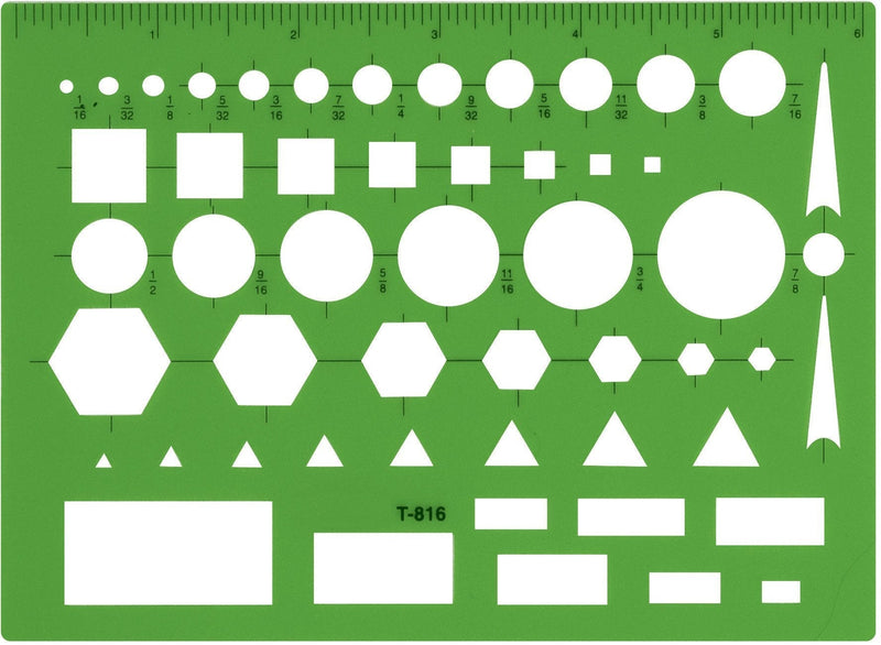 Westcott Technical All Purpose Drawing Template (T-816) , Green , 4 1/2 x 6 in - LeoForward Australia