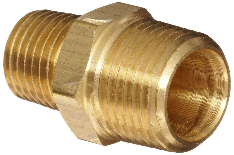  [AUSTRALIA] - Anderson Metals - 56123-0806 Brass Pipe Fitting, Reducing Hex Nipple, 1/2" Male Pipe x 3/8" Male Pipe 1/2" x 3/8"