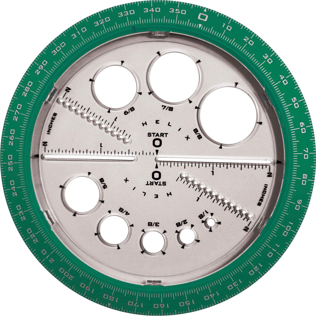 Helix Angle and Circle Maker with Integrated Circle Templates, 360 Degree, 6 Inch / 15cm, Assorted Colors (36002) - LeoForward Australia