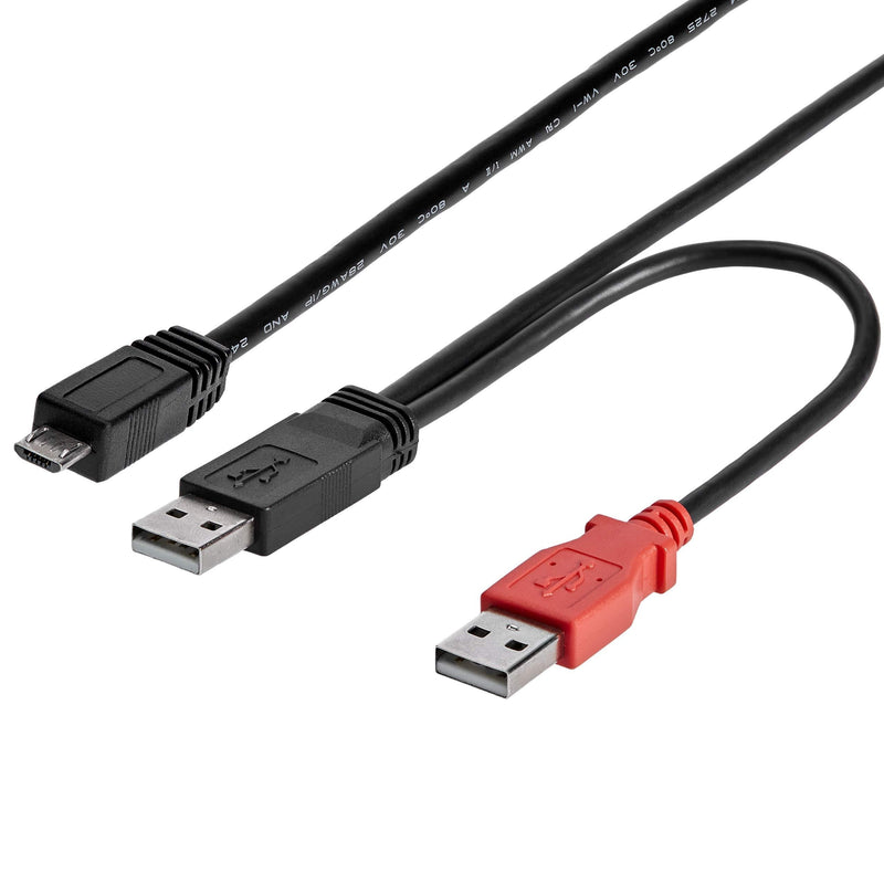 StarTech.com 3 ft. (0.9 m) USB to Micro USB Cable With Power Delivery - Dual USB 2.0 A to Micro-B - Power and Data - Y-Cable - Micro USB Cable (USB2HAUBY3) 3 ft / 1m - LeoForward Australia