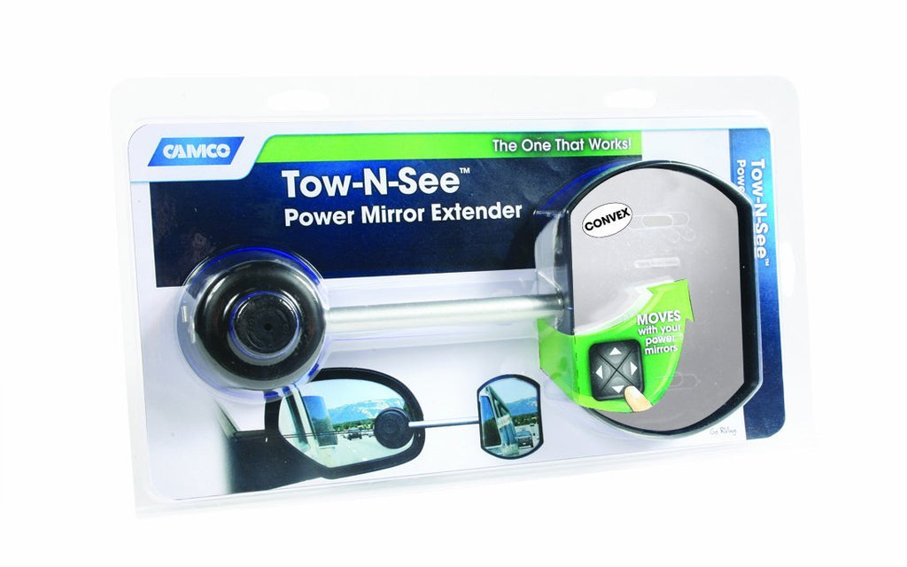  [AUSTRALIA] - Camco Convex Tow-N-See Mirror - Attach To Existing Car Mirror For Easier Rear Viewing While Towing, Adjusts with Your Power Window Controls , Easy Install and Removal- Passenger Side (25668)