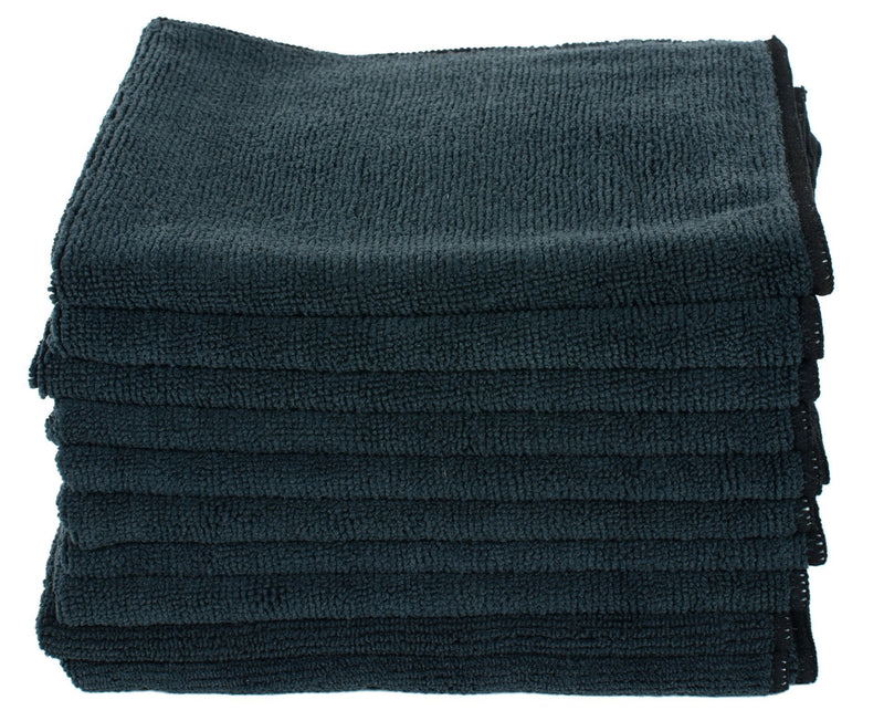  [AUSTRALIA] - Real Clean 16x16 300GSM Premium Black Microfiber Towels (Pack of 10)