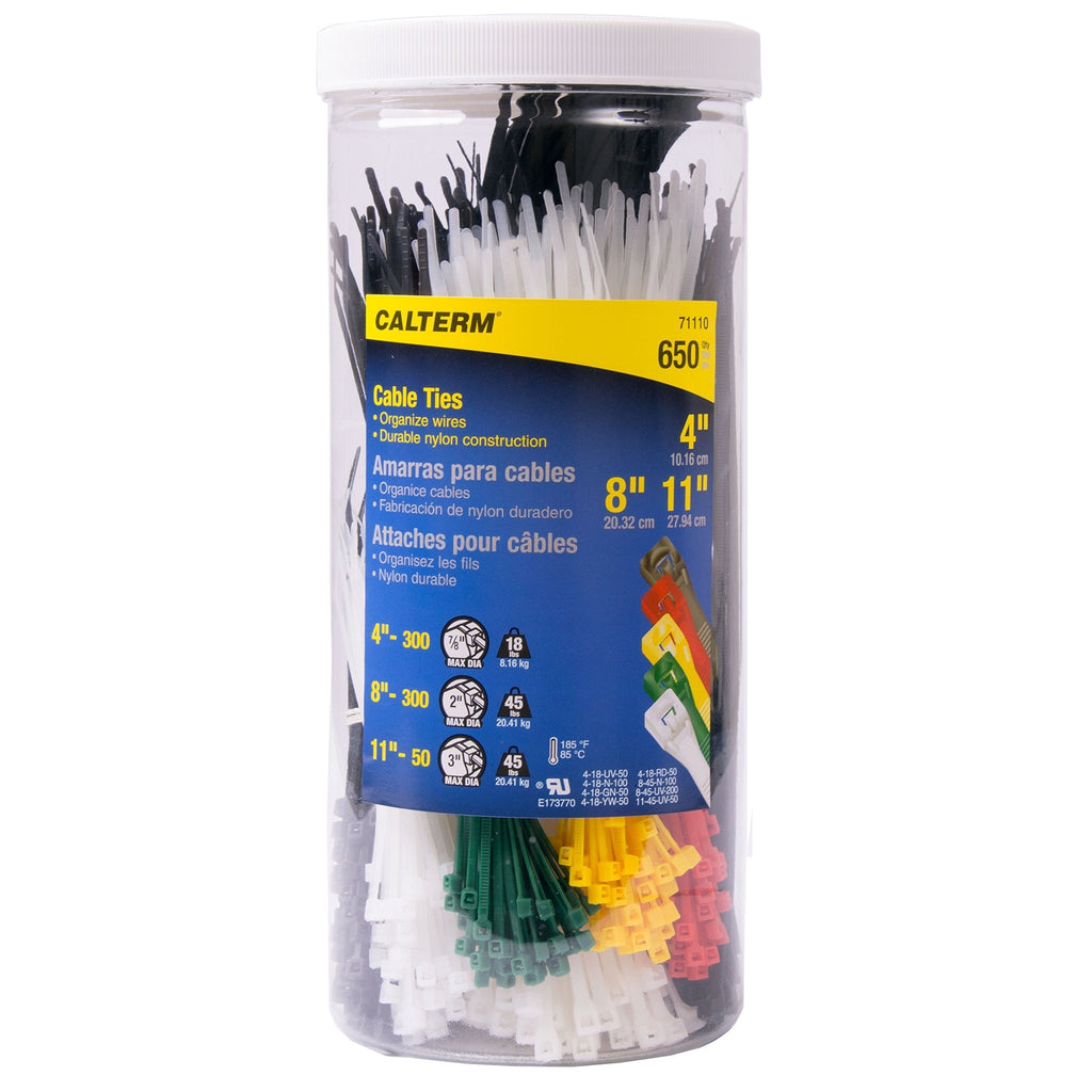  [AUSTRALIA] - Calterm 71110 4"x8"x11" Nylon Cable Tie, Black & Natural, Assorted