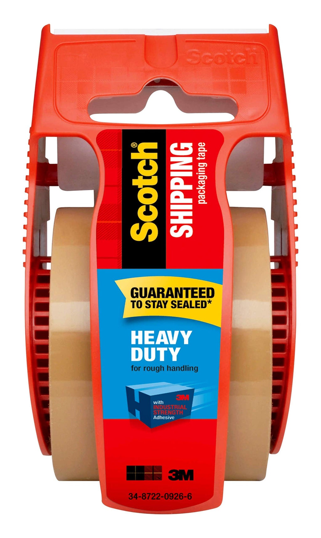  [AUSTRALIA] - Scotch Heavy Duty Tan Shipping Packaging Tape, 1 Roll with Dispenser, 1-Pack, 1.88" x 22.2 Yards, 1.5" Core, Great for Packing, Shipping & Moving, Tan (143)